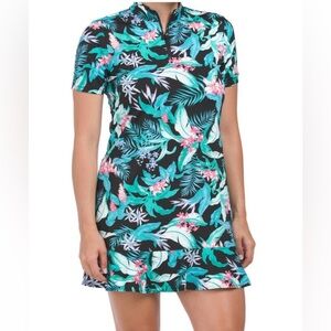 Tommy Bahama Tropical Print Mini Dress - Black, Green, Pink